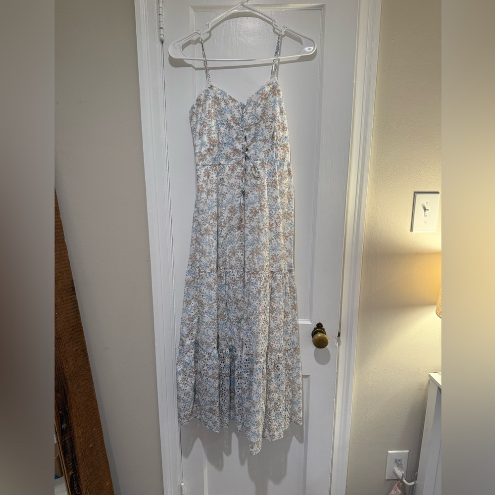 Francesca's Collections Blue Floral High Low Dress
